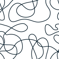 Abstract background with a tangled thread. Seamless pattern in vector format for packaging design, book cover. Hand drawn scrawl sketch. Abstract scribble, chaos doodle. Vector illustration 