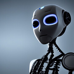 Futuristic Humanoid Robot With a Face