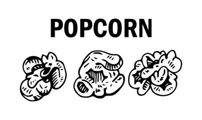 Pop corn sketch style vector illustration. Old hand drawn engraving imitation. Popcorn illustration