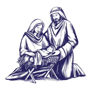 Premium Vector  Handdrawn nativity scene with wise men