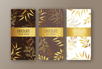 Vintage set of chocolate bar packaging design. Vector luxury template with ornament elements. Design for background and wallpaper. Great for food and drink package types.
