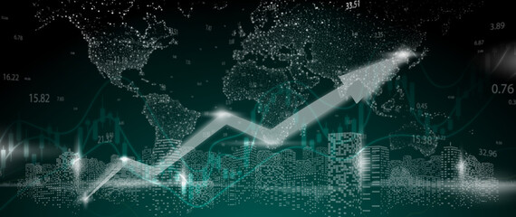 Finance economic background concept. Global stock market investment trading graph. 
Usable for banner, cover, and header.