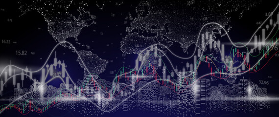 Finance economic background concept. Global stock market investment trading graph. 
Usable for banner, cover, and header.