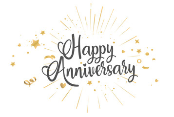 Happy Anniversary lettering text banner. lettering anniversary with golden festive - obrazy, fototapety, plakaty