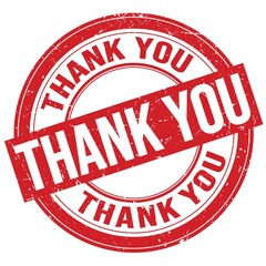 THANK YOU text written on red round stamp sign