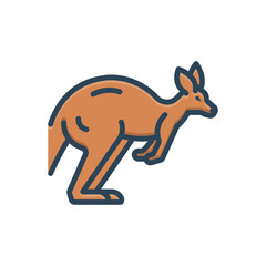 Color illustration icon for australian wallaby