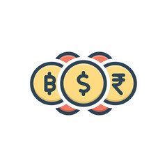 Color illustration icon for currencies