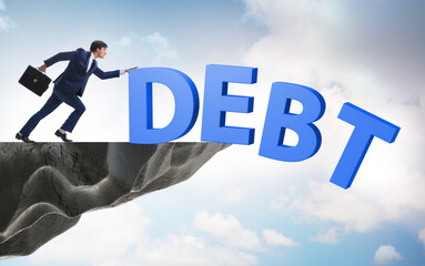 Debt and loan concept with businessman