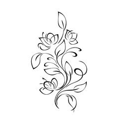 floral design with stylized flowers on stems with leaves and curls. graphic decor