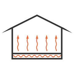 Underfloor heating icon for home heating, thermal floor home comfort
