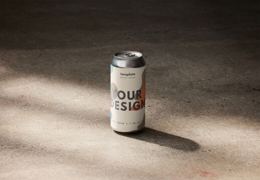 44 cl Beer Drink Can Mockup With Shadow