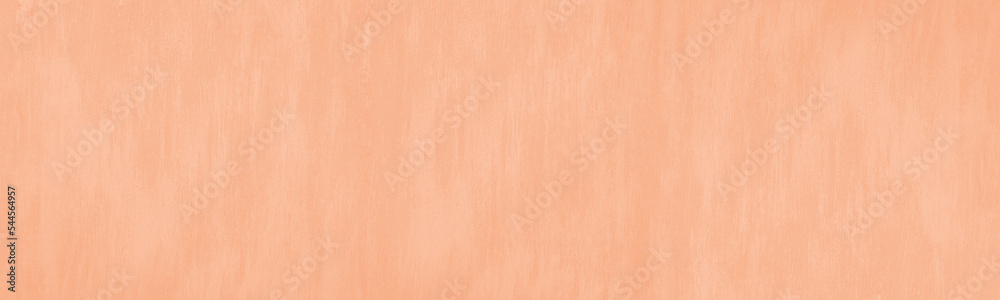 Wall mural Pastel peach orange color grunge painted concrete wall wide texture. Light colour abstract panoramic background