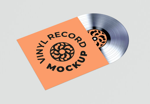Vinyl Record with Cover Upper View Mockup