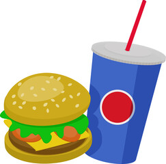 Fast food - cheeseburger and cola