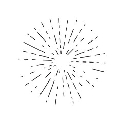Obraz premium Doodle sunburst icon. Sketch style shine ray starburst vector illustration