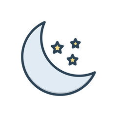 Color illustration icon for moon