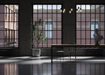 Industrial livingroom apartament in New York loft - 544567575