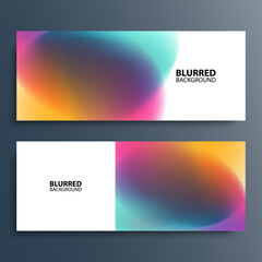 Set of abstract blurred multicolored horizontal banners with blurred color gradients. Bright color backgrounds. Vector illustration.