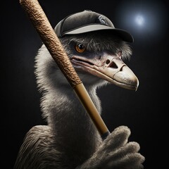 Fototapeta anthropomorphic ostrich in a suit with a baseball bat illustration obraz