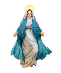 Illustration isolated Virgin Mary anunciation.
