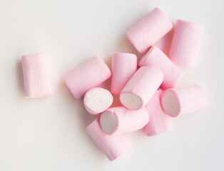 pink white marshmallows on white