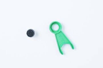 Faucet aerator and wrench installation. White background.