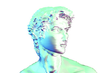 Head of David sculpture, green color, 3D rendered