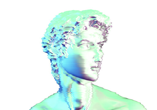 Head of David sculpture, green color, 3D rendered