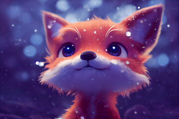 Cute Fox in snow, christmas, winter, made with AI