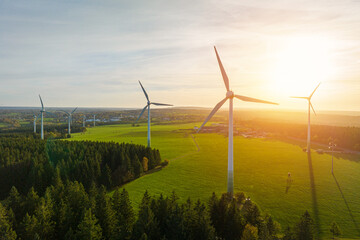 Windmills in a rural area