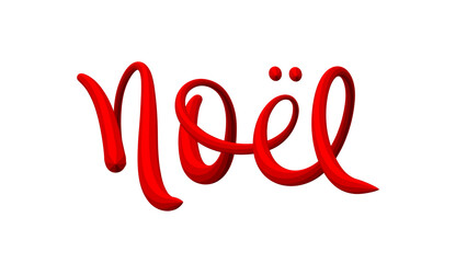 Banniére calligraphique rouge NOEL sur fond transparent