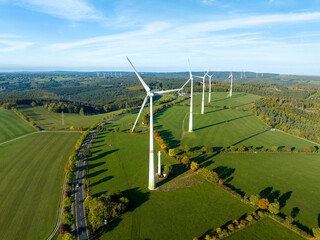 Windmills in a rural area