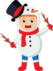 Cartoon cute kids wearing Christmas costumes
