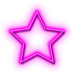 Pink Neon Star Shape. Design Element. 