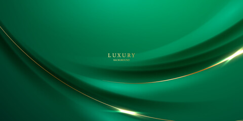 green abstract background design with elegant golden elements vector illustration © HNKz