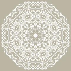 Elegant vintage ornament in classic style. Abstract traditional white octagonal, pattern with oriental elements. Classic vintage pattern
