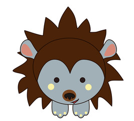 Hedgehog Cub Cute Cartoon Kawaii  in Flat  Isolated Vector Illustration 