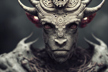 Scary ancient demon monster - obrazy, fototapety, plakaty