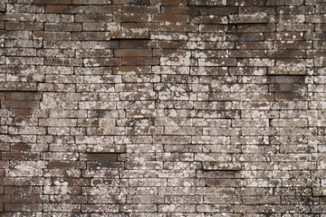 Balinese brick wall texture, stained moss brick wall, irregular pattern,  protruding bricks, 