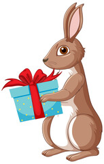 Nettes Kaninchen mit Geschenkbox