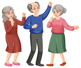 Eine Gruppe älterer Menschen tanzt