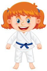 Een meisje in taekwondo-uniform