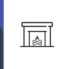 Fireplace, New Year 2023, year of the rabbit, icon vector