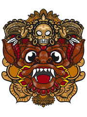 devil monster illustration t shirt design with traditional ornament