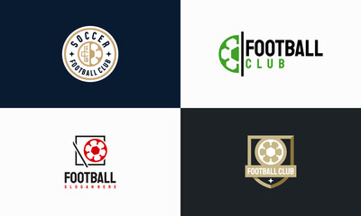 Set of Football Badge with shield logo designs, Soccer Badge logo template