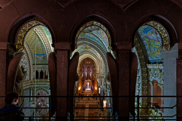 Fototapeta premium LYON, FRANCE, November 8, 2022 : Fourviere Basilica mozaics. Lyon commemorates the 150th anniversary of the laying of the foundation stone of basilica.