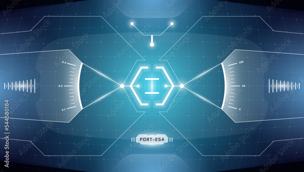 Poster vr hud technology head up display target. digital futuristic virtual reality interface cyberpunk hi 