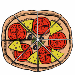 pizza with cheese and tomato