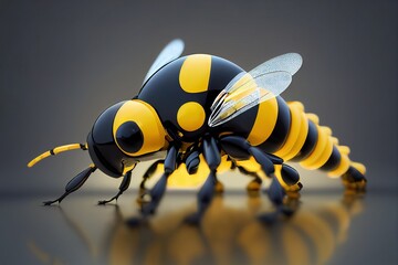 Abstract glossy robotic beetle in colours of the bee. Ai generated