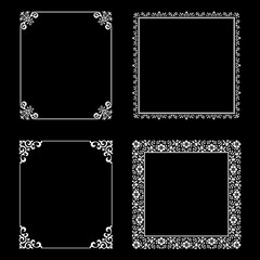 Set of decorative frames Elegant vector element for design in Eastern style, place for text. Floral black and white borders. Lace illustration for invitations and greeting cards.